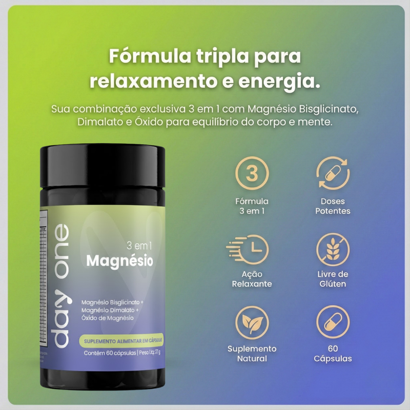 Magnésio 3 em 1 - 60 Cápsulas
