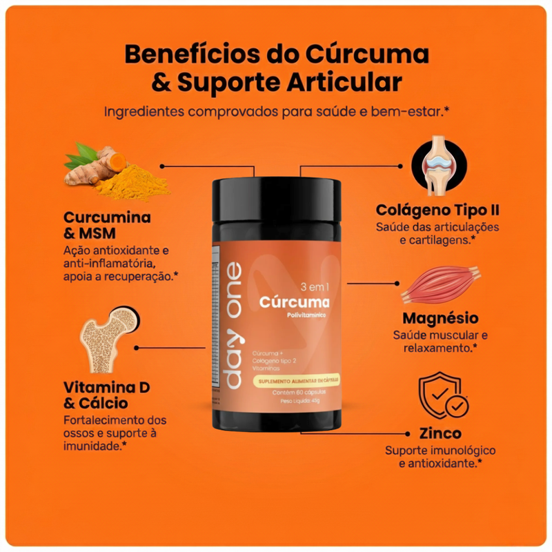 Cúrcuma 3 em 1 + Vitaminas - 60 Cápsulas